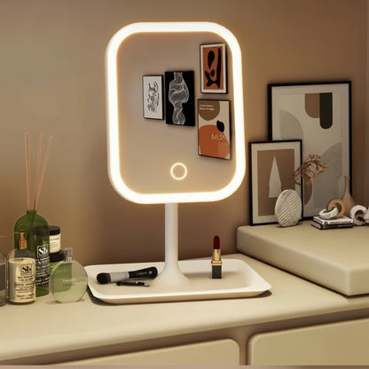 Modern women's office vanity mirror, LED makeup mirror, touch mirror for bedroom.