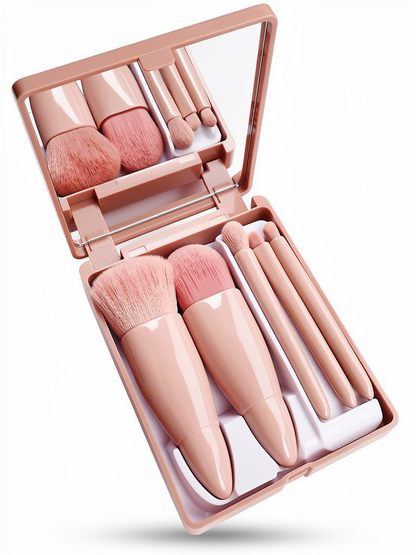 5Pcs Portable Makeup Brush Set With Mirror
