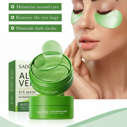 60pcs Aloe Vera Collagen Eye Mask – Anti Dark Circles, Puffy Eyes & Wrinkles – Moisturizing, Firming Under Eye Patches for Men & Women