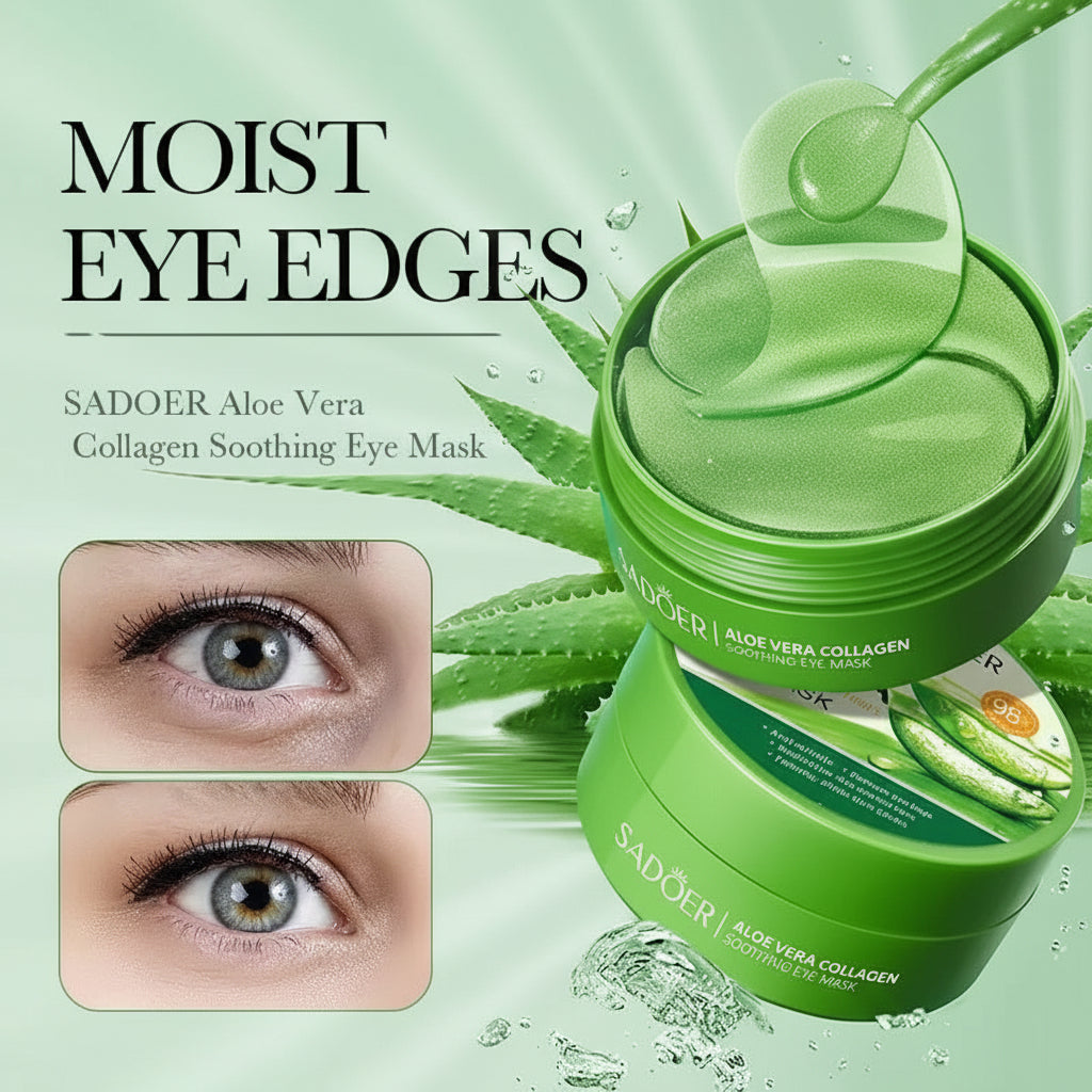 60pcs Aloe Vera Collagen Eye Mask – Anti Dark Circles, Puffy Eyes & Wrinkles – Moisturizing, Firming Under Eye Patches for Men & Women