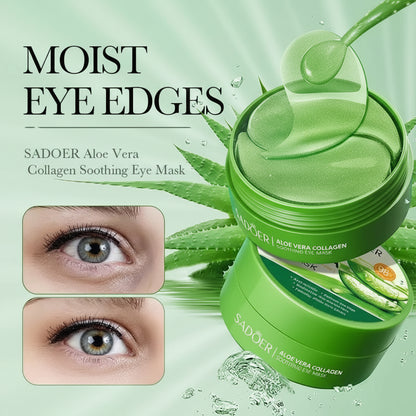 60pcs Aloe Vera Collagen Eye Mask – Anti Dark Circles, Puffy Eyes & Wrinkles – Moisturizing, Firming Under Eye Patches for Men & Women