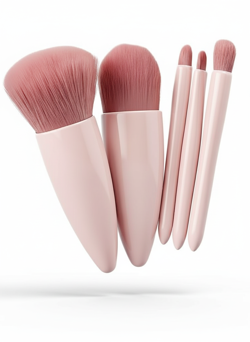 5Pcs Portable Makeup Brush Set With Mirror